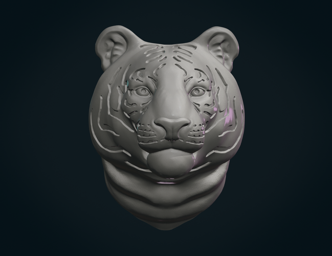 Tiger Head 3D Print 257463