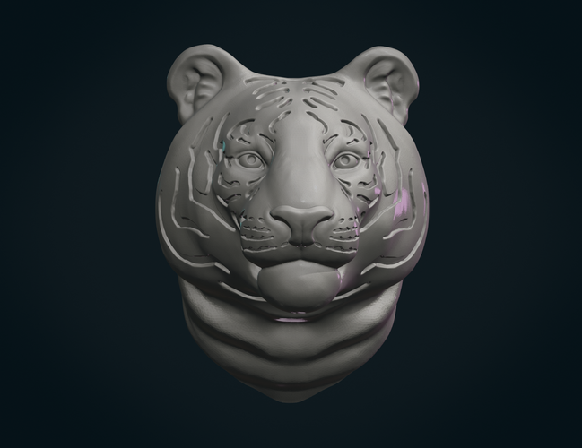 Tiger head free 3d model - download stl file