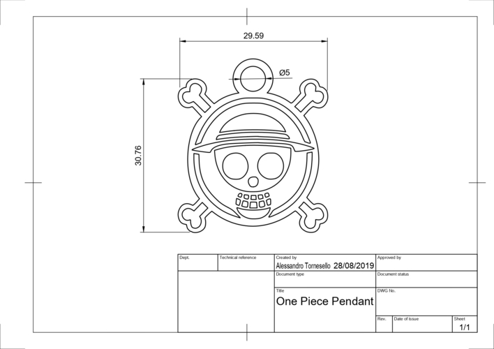 One Piece Pendant 3D Print 257480