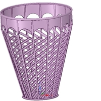 basket vase wallet for paper or flower v07 for 3d-print or cnc - Thumbnail 3