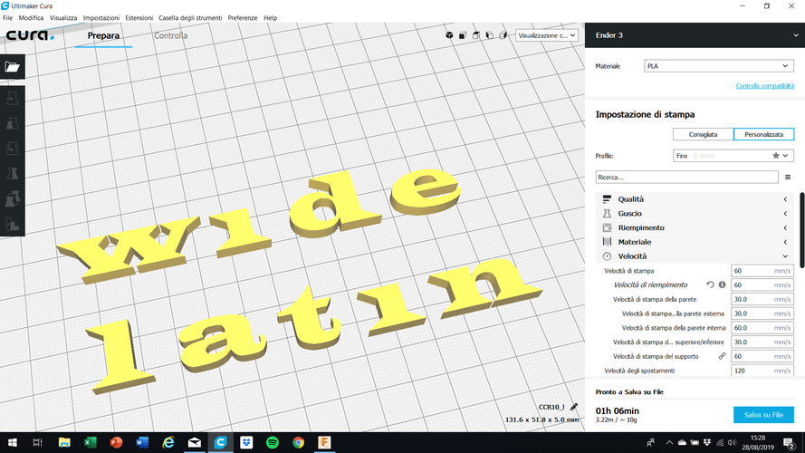 WIDE LATIN font lowercase 3D letters STL file