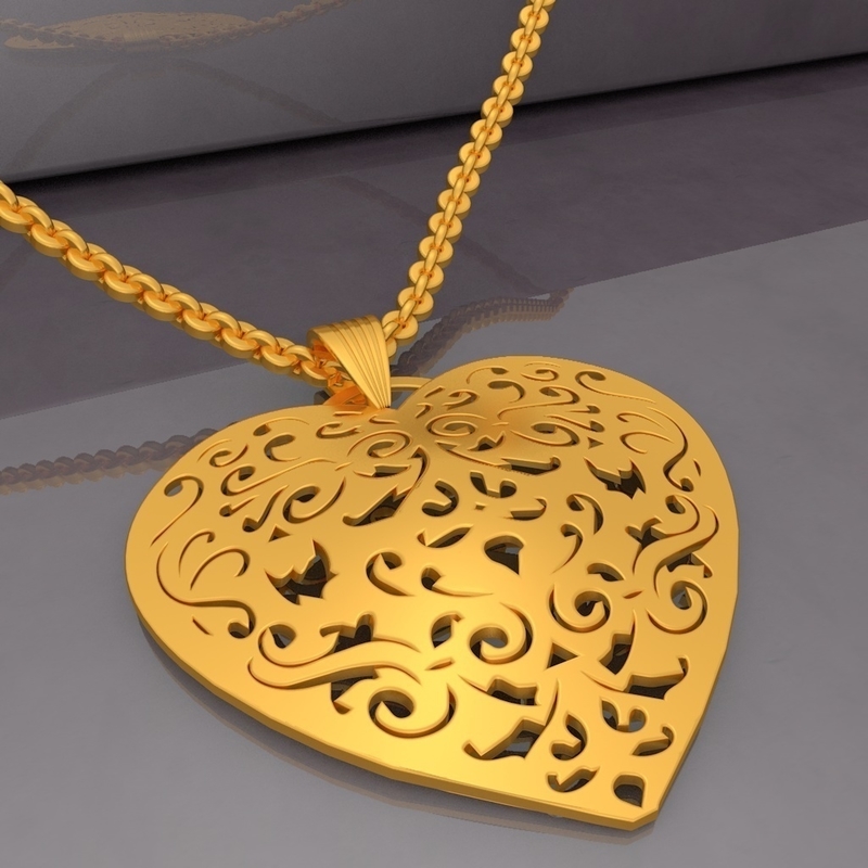 Filigree Heart Pendant KTFHP03 3D Model STL