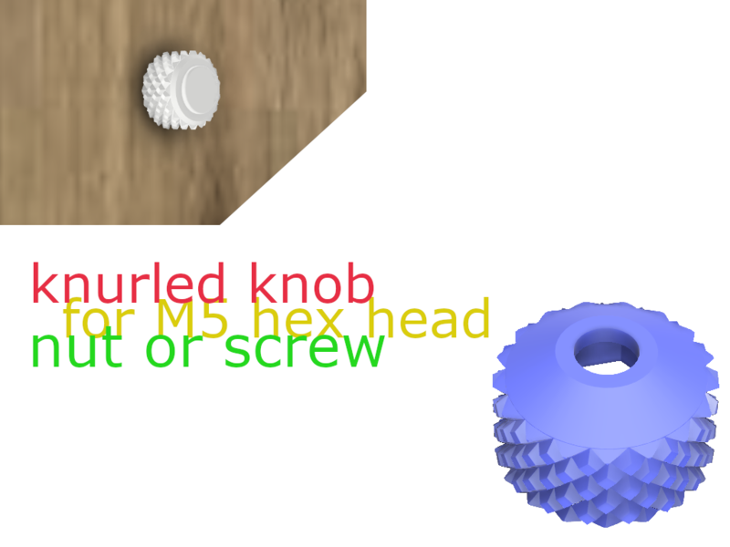 knurled knob for M5 hex head screw/nut 