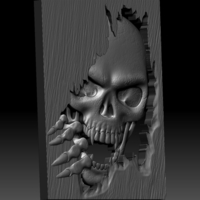 Skull monster bas-relief STL file for CNC or 3D printing - Thumbnail 3