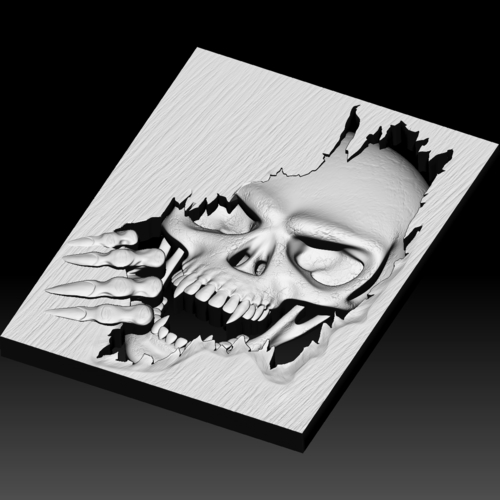 Skull monster bas-relief STL file for CNC or 3D printing 3D Print 259460