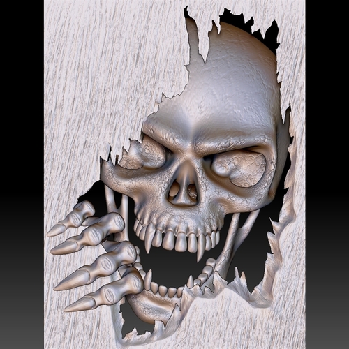Skull monster bas-relief STL file for CNC or 3D printing 3D Print 259462
