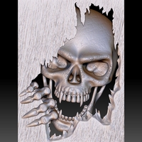 Skull monster bas-relief STL file for CNC or 3D printing - Thumbnail 8