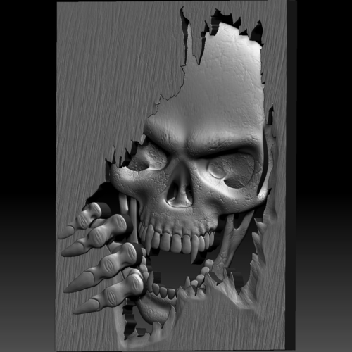 Skull monster bas-relief STL file for CNC or 3D printing 3D Print 259464