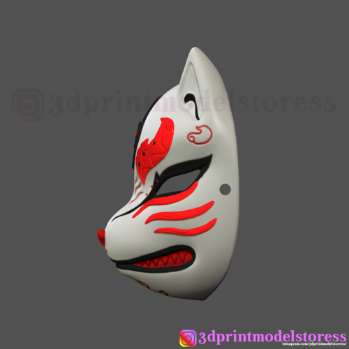 3D Printed Japanese Fox Mask Demon Kitsune Cosplay by 3DprintmodelStore ...