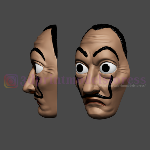 Dali Mask Salvador Lacasa de papel Face Mask - Money Heist Mask 3D Print 259847