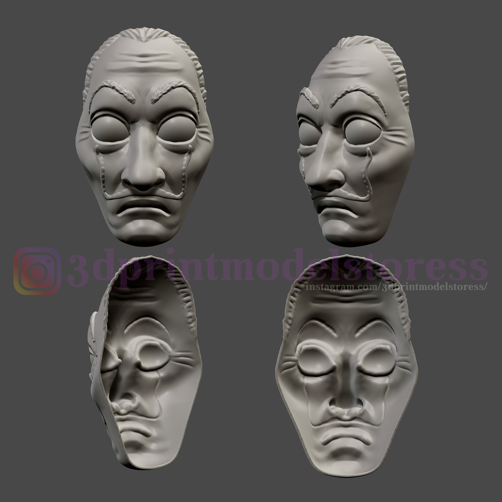 krab Delegeren tiran 3D Printed Dali Mask Salvador Lacasa de papel Face Mask - Money Heist Mask  by 3DprintmodelStore | Pinshape