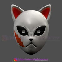 Small Kimetsu no Yaiba Sabito Mask - Kitsune Fox Mask for Cosplay  3D Printing 259868
