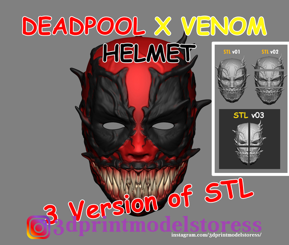 Deadpool Venom Mask Cosplay Halloween Helmet 3D Print 259958