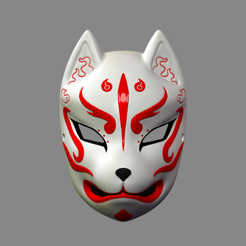 Japanese Fox Mask Demon Kitsune Cosplay 3D Print 259986