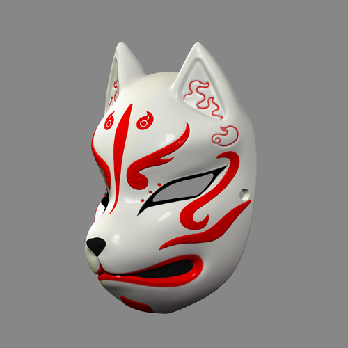 3D Printed Japanese Fox Mask Demon Kitsune Cosplay by 3DprintmodelStore ...