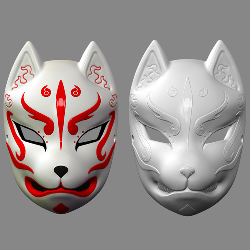 Japanese Fox Mask Demon Kitsune Cosplay 3D Print 259990