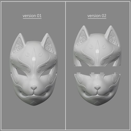 Japanese Fox Mask Demon Kitsune Cosplay 3D Print 259992