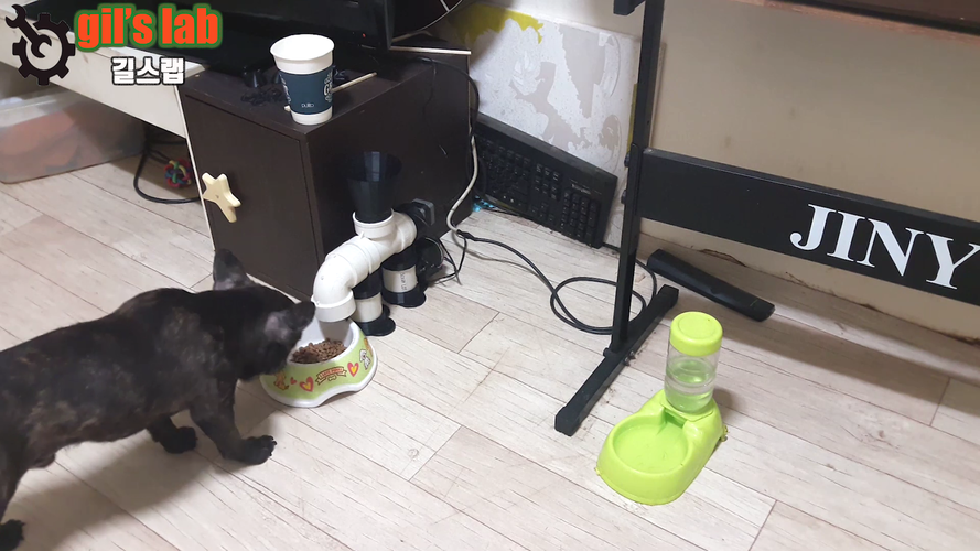 Automatic feeder for dogs made of PVC pipe