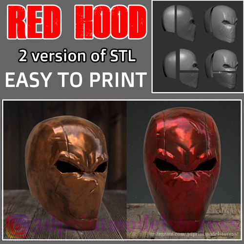 Red Hood Rebirth Helmet -  Red Hood Mask Jason Todd Superhero  3D Print 260334