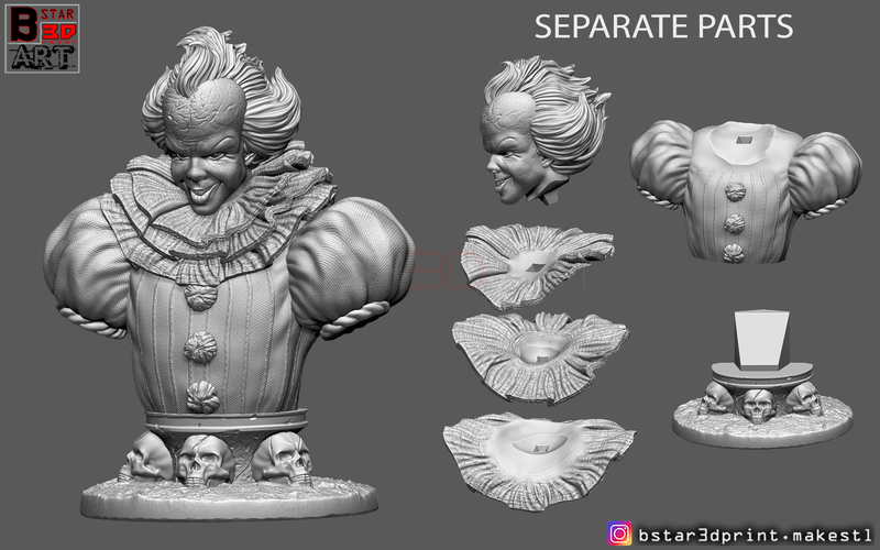 Pennywise  Bust High quality - from IT chapter Two 2019 3D Print 260583