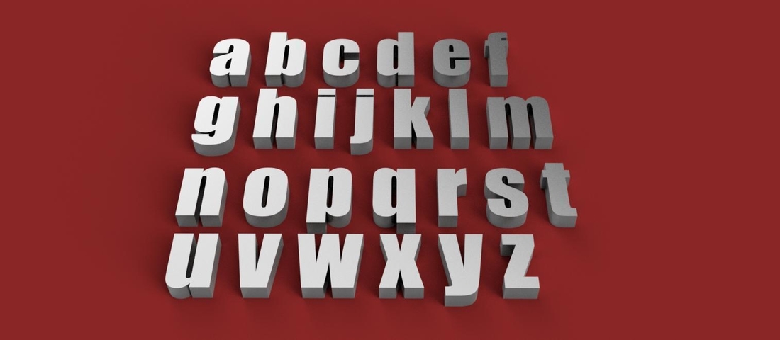 IMPACT font lowercase 3D letters STL file