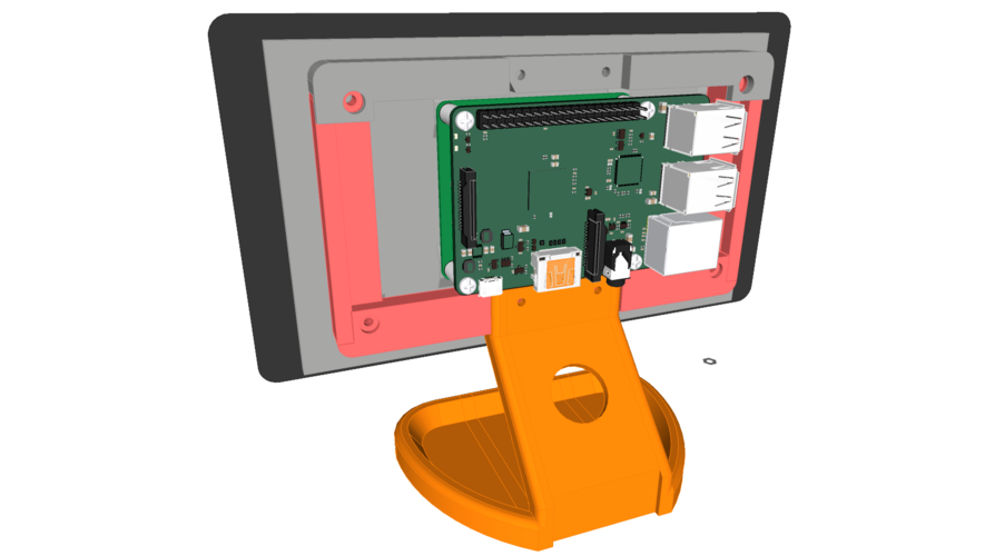 PiMac - Raspberry Pi 7 Inch Touch Screen Stand (with Camera) 3D Print 261057