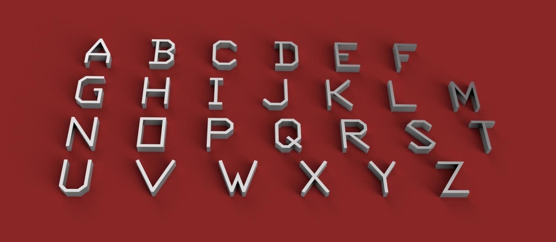 TXT uppercase 3D letters STL file