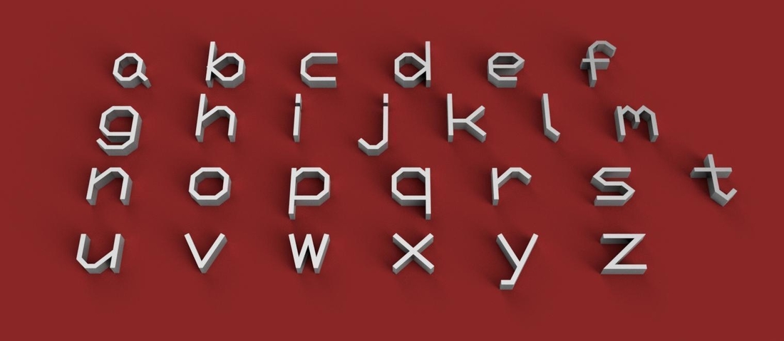 TXT lowercase 3D letters STL file