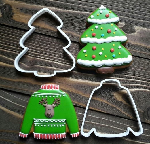 Cookie Cutters- Christmas tree and Sweater 90 (Free) 3D Print 261773
