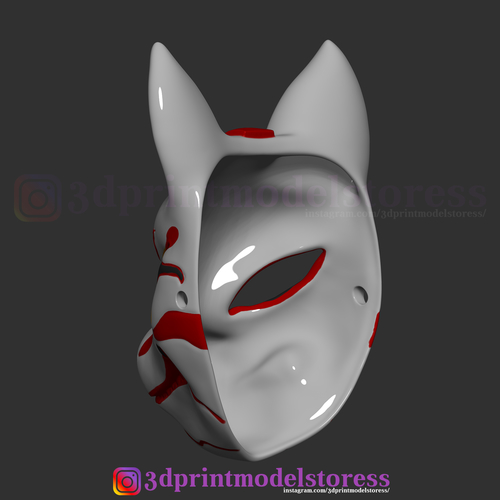 Japanese Fox Mask Demon Kitsune Costume Cosplay Helmet STL File  3D Print 261852