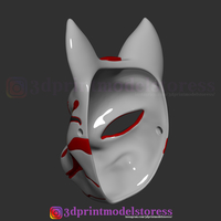 Japanese Fox Mask Demon Kitsune Costume Cosplay Helmet STL File  - Thumbnail 4