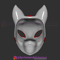 Japanese Fox Mask Demon Kitsune Costume Cosplay Helmet STL File  - Thumbnail 5