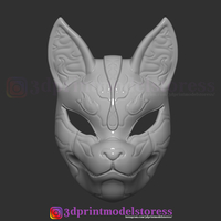 Japanese Fox Mask Demon Kitsune Costume Cosplay Helmet STL File  - Thumbnail 6
