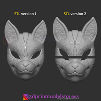 Japanese Fox Mask Demon Kitsune Costume Cosplay Helmet STL File  - Thumbnail 9