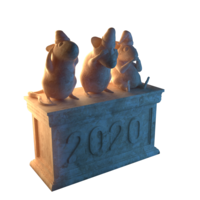Three mouse souvenir 3D print model - Thumbnail 2