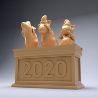 Three mouse souvenir 3D print model - Thumbnail 5
