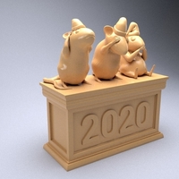 Three mouse souvenir 3D print model - Thumbnail 6