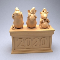 Three mouse souvenir 3D print model - Thumbnail 7