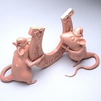 Mouse with a horseshoe 3D print model - Thumbnail 1