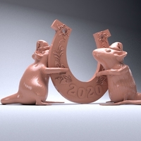 Mouse with a horseshoe 3D print model - Thumbnail 2