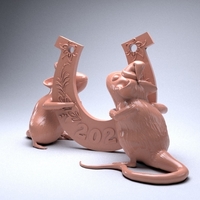 Mouse with a horseshoe 3D print model - Thumbnail 3
