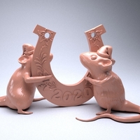 Mouse with a horseshoe 3D print model - Thumbnail 4