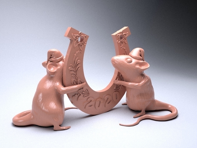 Mouse with a horseshoe 3D print model 3D Print 262092