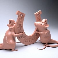 Mouse with a horseshoe 3D print model - Thumbnail 5