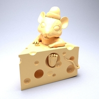 Mouse in cheese 3D print model - Thumbnail 1