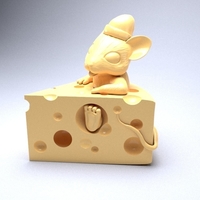 Mouse in cheese 3D print model - Thumbnail 2