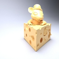 Mouse in cheese 3D print model - Thumbnail 3