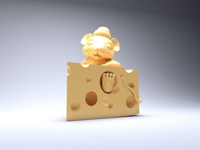 Mouse in cheese 3D print model