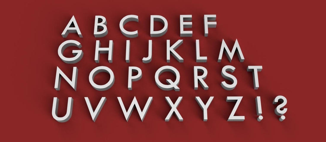 TWCEM font uppercase 3D letters STL file