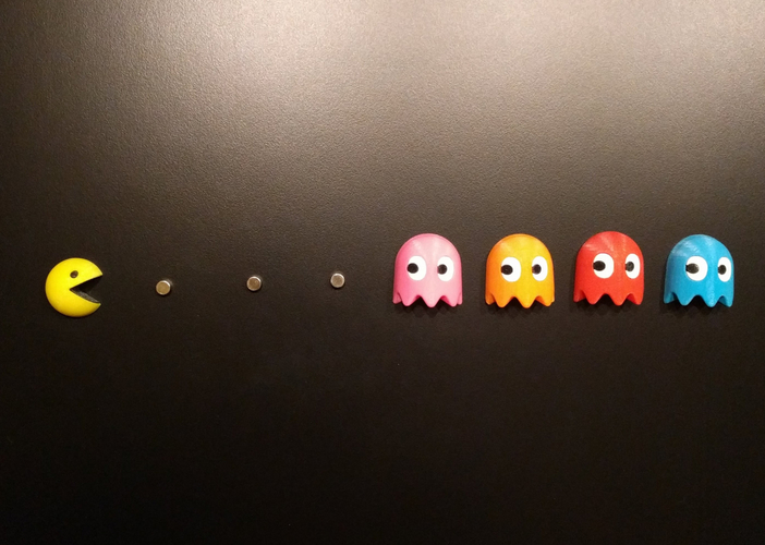 Tiny 3D Pacman Fridge Magnets 3D Print 263072